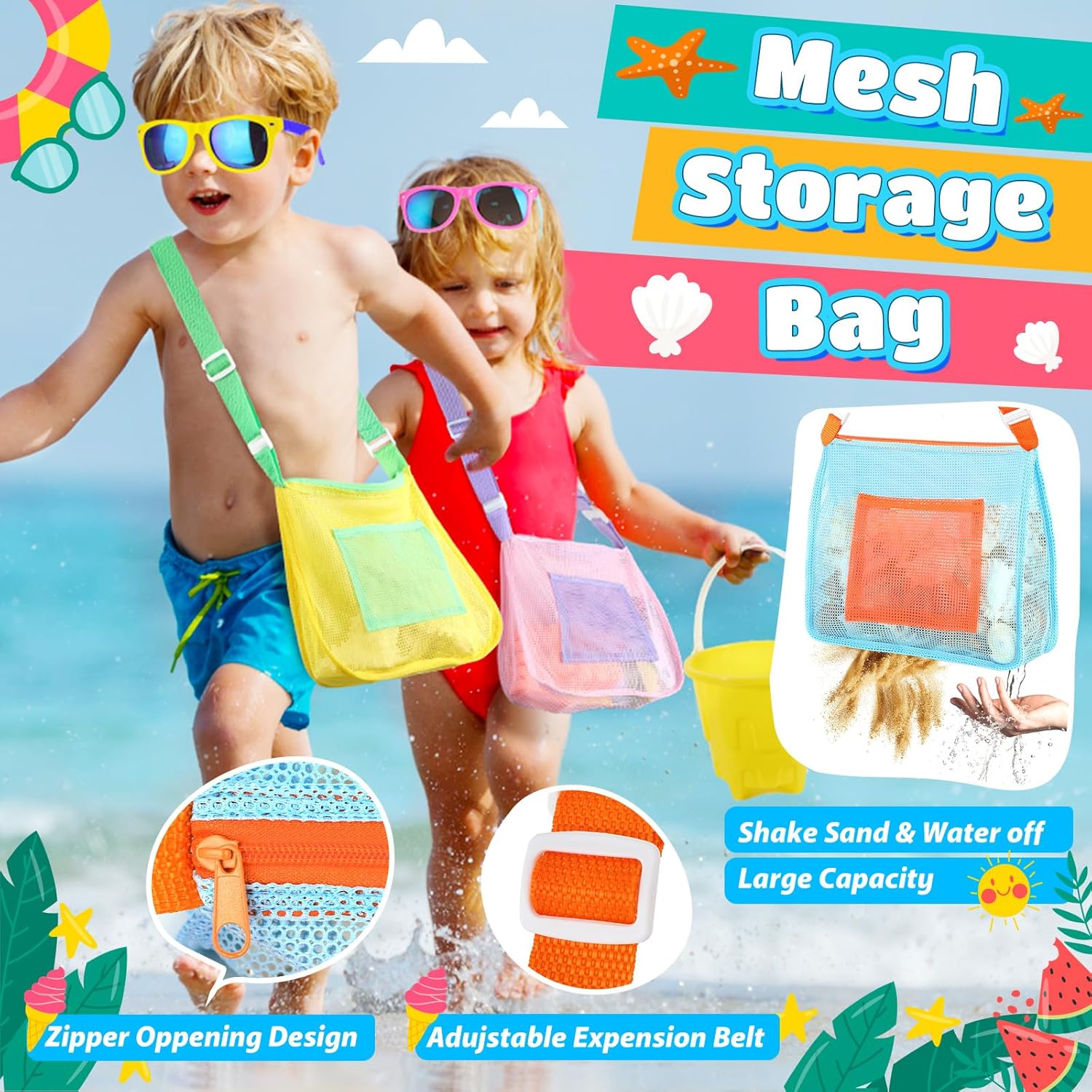 20Pcs Beach Toys for Kids 3-10, Sand Toys