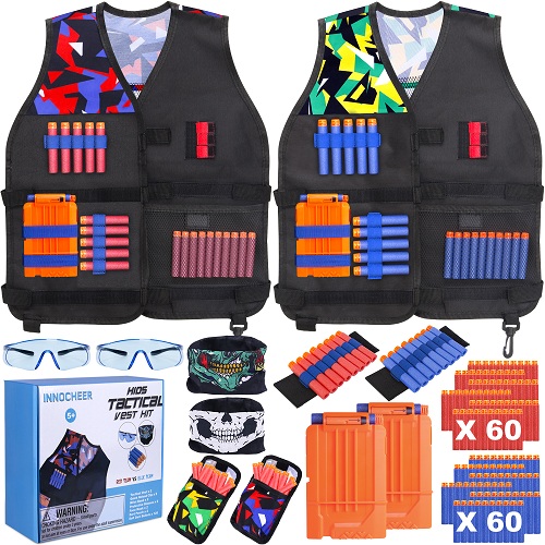 INNOCHEER Kids Tactical Vest Kit 2 Pack Compatible with Nerf