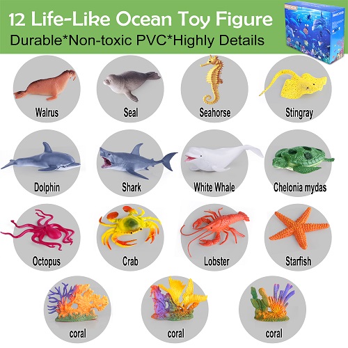 INNOCHEER Ocean Toys with Kids Play Mat