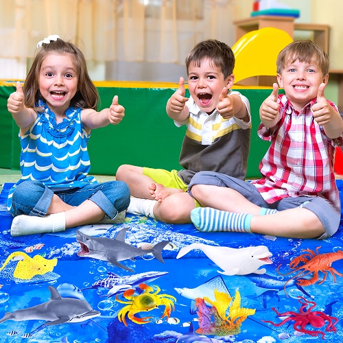 INNOCHEER Ocean Toys with Kids Play Mat