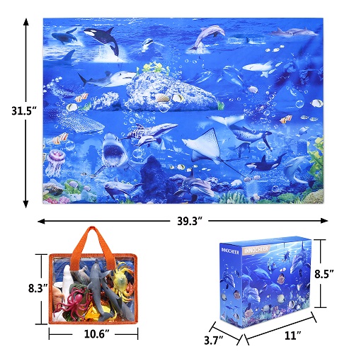 INNOCHEER Ocean Toys with Kids Play Mat