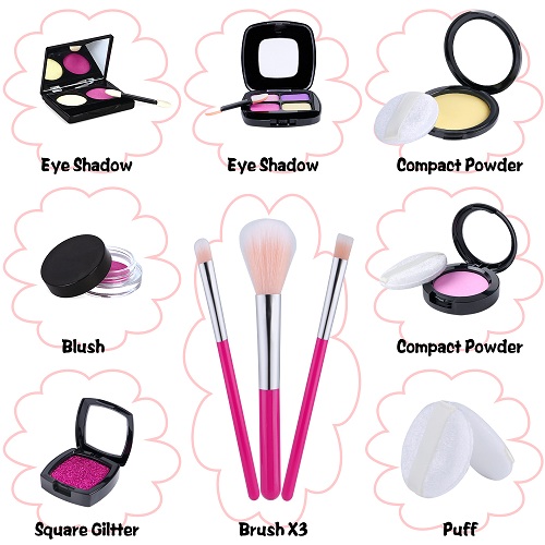 INNOCHEER Pretend Makeup Kit with Cosmetic Bag for Girls 4-10 Year Old