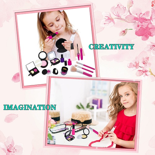 INNOCHEER Pretend Makeup Kit with Cosmetic Bag for Girls 4-10 Year Old