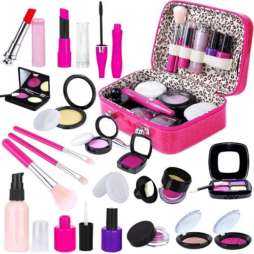 INNOCHEER Pretend Makeup Kit with Cosmetic Bag for Girls 4-10 Year Old
