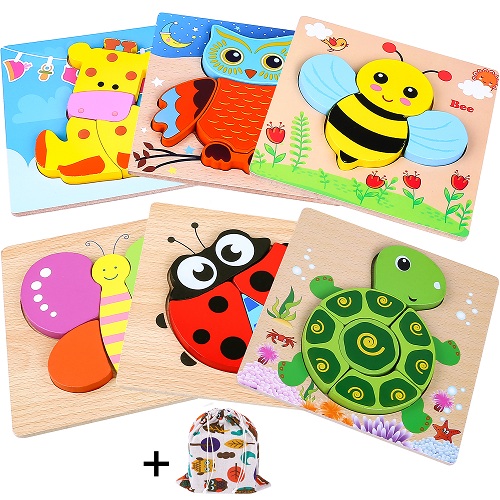 INNOCHEER Wooden Animal Jigsaw Puzzles for Toddlers