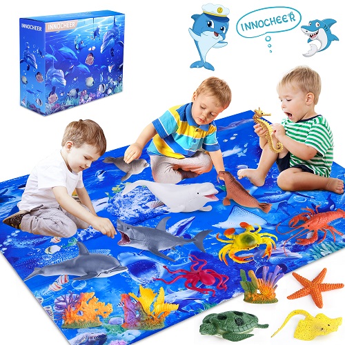 INNOCHEER Ocean Toys with Kids Play Mat